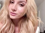 Onlyfans linabelfiore - petite blonde in red lingerie