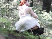 freckledred Bride Vows To Squirt With Cucumber In City Park_720p