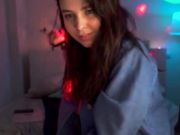 webpussi Sweet girl playing with bright lights