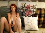 little_mystery Sweet babe fucks pussy with a glass toy