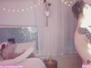 babyjas Skinny girl having fun with a big dildo