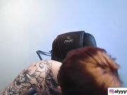 alyssafabulous tattooed busty slut sucks dildo